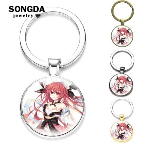 Anime Date A Live Keychain Cartoon Figure Pattern Souvenir Keyring Glass Surface Four Color Style Unisex Bags Pendant Gifts New