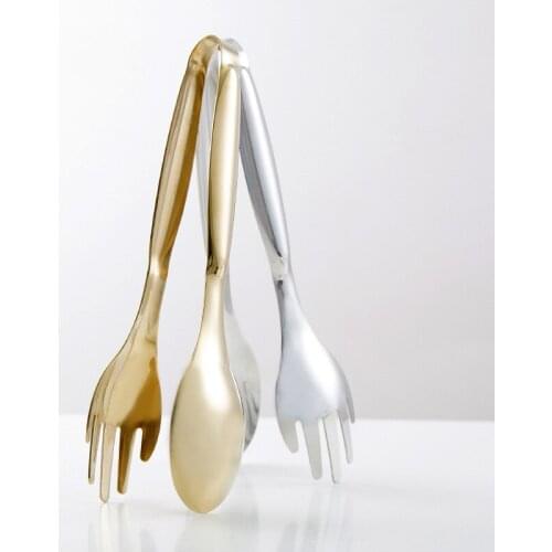 Non-Stick Food Tongs Stainless steel Clips Steak Clamp Salad Bread Pizza Tong Meat Vegetable Clip Kitchenware Dinnerware 1pcs