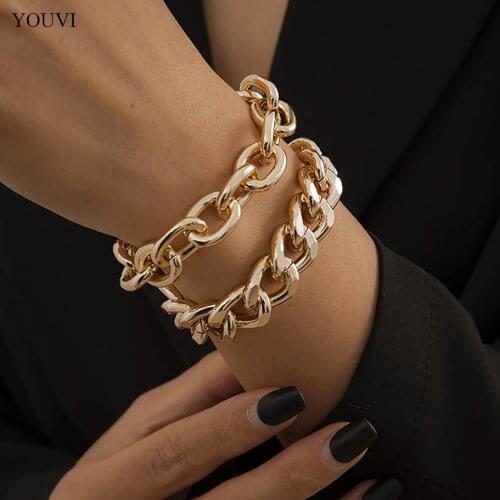 YOUVI Punk Mens Chains Bracelets on hand Rock Bangles Couple Bracelets for Women Jewelry Sets Charm Anklet Accessories