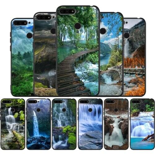 Waterfall Natural scenery black Silicone Phone Case For Huawei honor 30 20 Pro 8 8X 9 10 20 Lite Mate 10 20 30 Lite Pro cover