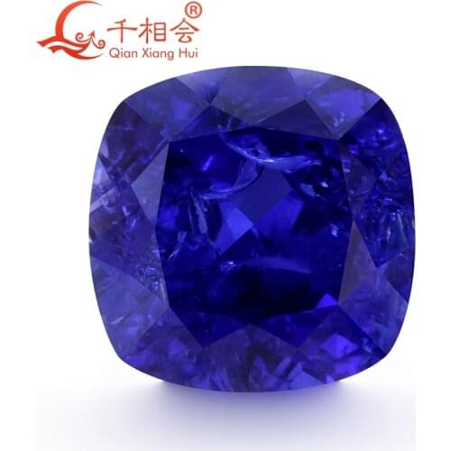 Cushion shape artificial sapphire blue color natural cut including minor cracks and inclusions corundum loose gem stone
