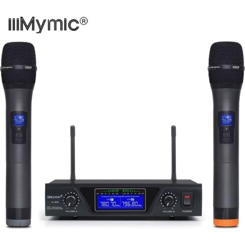 IU-602 UHF Dual Channel 2 Metal Handheld Mic Transmitter Professional Long Range Wireless Microphone System for Karaoke Speech