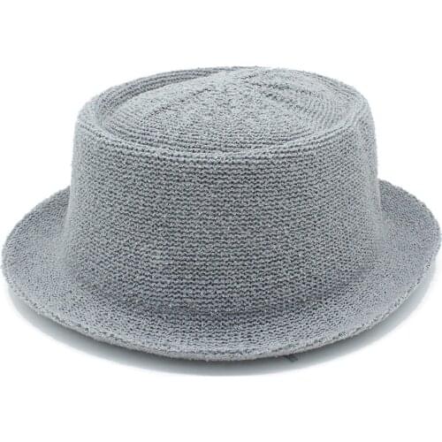 LUCKYLIANJI Women Men Solid Color Vintage Summer Fashion Pork Pie Hat Beach Vacation Casual Travel Cap