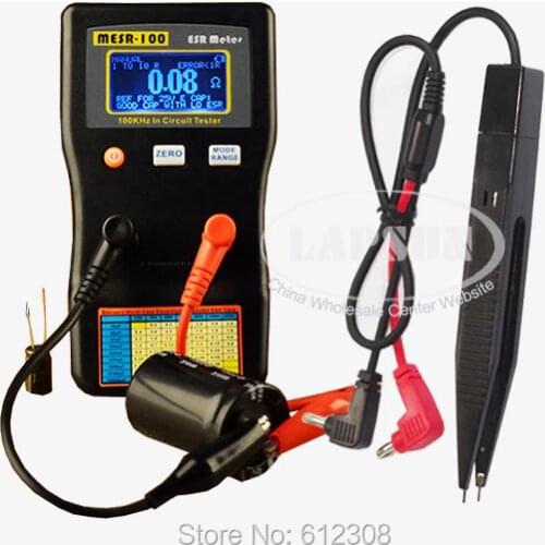 MESR100 AutoRanging In Circuit ESR Capacitor Meter Tester Up to 0.001 to 100R with 2 pairs Probes Auto Rang