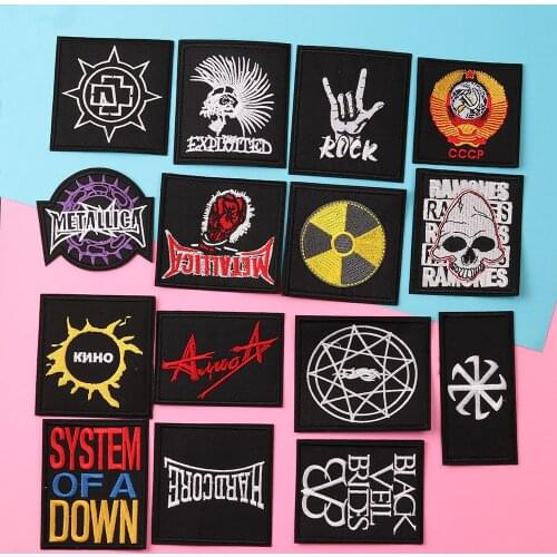 Band Punk patches DIY Embroidery patches Punk Music patches Applique iron on patches for clothing Decorative Badges Patches