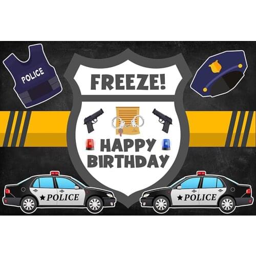 Police Theme Backdrop Boy Freeze Birthday Party Banner Cars Handcuffs Interpol Photography Background Mural Poster Decoration