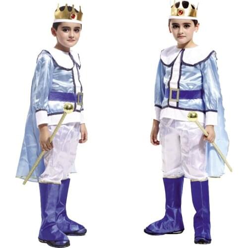 Holiday Prince With Crown Cosplay for Boy Girl The King Costumes Childrens Day Kids Fantasia European Royalty Clothing