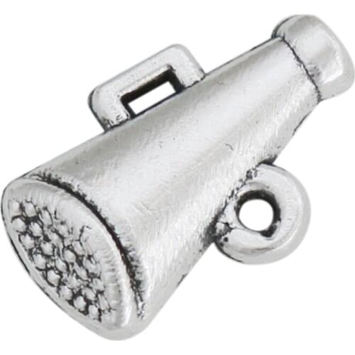 RAINXTAR 100pcs Wholesale Single Sided Vintage Cheer Megaphone Shape Alloy Charms 11*17mm AAC1082