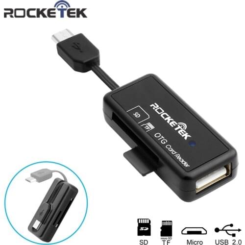 Rocketek Micro usb 2.0 otg phone memory card reader adapter cardreader for TF micro SD microsd readers