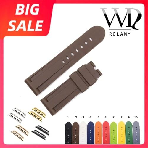 Rolamy 38 40 42 44mm Top Quality Luxury Pure Silicone Rubber Replacement Wrist Watchband Strap Loops For Iwatch Series 4/3/2/1