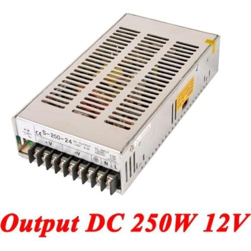 S-250-12 Switching Power Supply 250W 12v 20A,Single Output Ac-Dc Converter For Led Strip,AC110V/220V Transformer To DC 12V