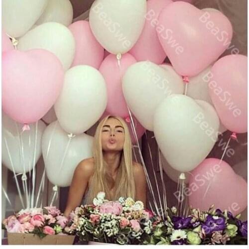 20pcs/lot 2.2g Red Pink White Lovely Latex balloons heart shaped balloon Wedding Engagement Birthday Party decorations supplies