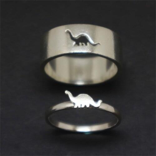 Cute Little Dinosaur Couples Thin Ring Wide Rings Fashion Simple Engagement Jewelry Statement Women Sweetheart ring Gift
