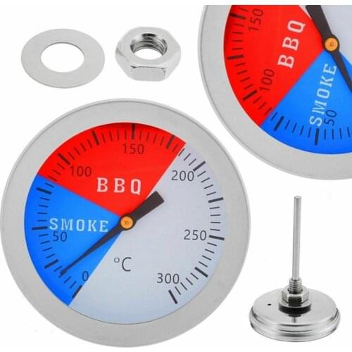 Steel Barbecue 300 Degrees Thermometer Bbq Tool Grill Gauge Camp Outdoor Temperature Smoke Oven H9X9