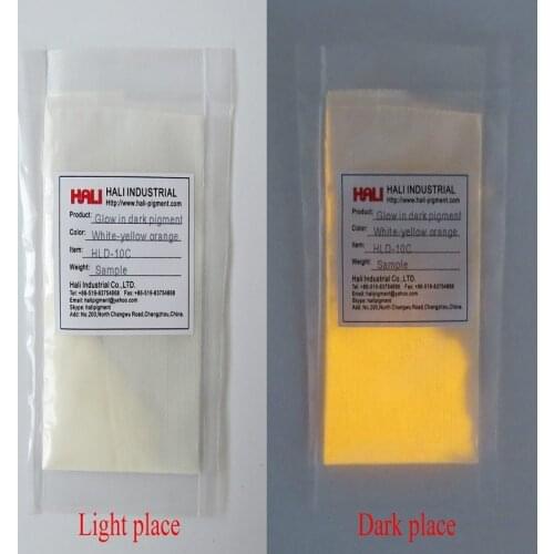 Glow in dark pigment,photoluminescent pigment,day color:white,glow color:orange,red,white..1lot=200g,free shipping