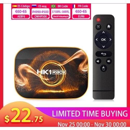 HK1 RBOX R1 Smart TV Box 4GB RAM 64GB ROM Android 10.0 TVBOX 4K 2G16G Rockchip RK3318 1080p Set Top Box