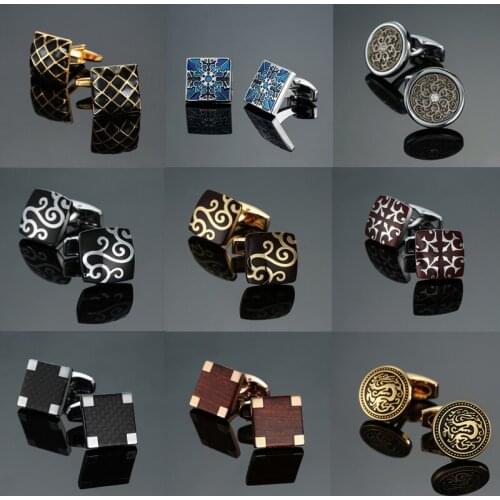 XK964 Free delivery, high quality mens shirts fashion brands jewelry cuff links / carbon fiber / mahogany cuff links