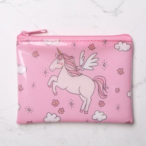Unicorn Mini Womens Purse Coin Holder Wallet Money Bags PVC Coin Key Card Wallet Zipper Change Case Purses Holder Small Pouch