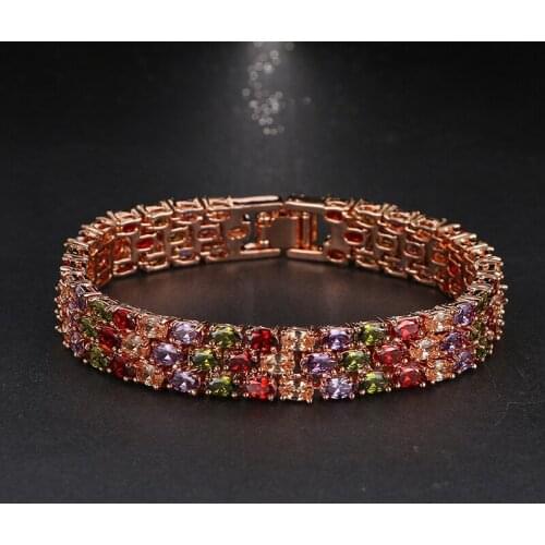 Bettyue Brand Fashion Charm Luxury Hot Sale AAA Multicolor Zircon Rose Gold Color Jewelry Bracelets For Woman Wedding Party Gift