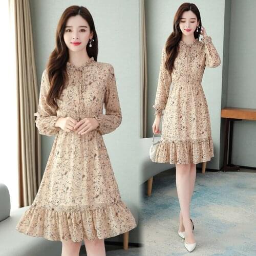 Women Cute Floral Autumn Dress Long Sleeve Fashion Party Birthday Outfits Loose Slim Casual Blouses Blusas Office Ladies Dresses