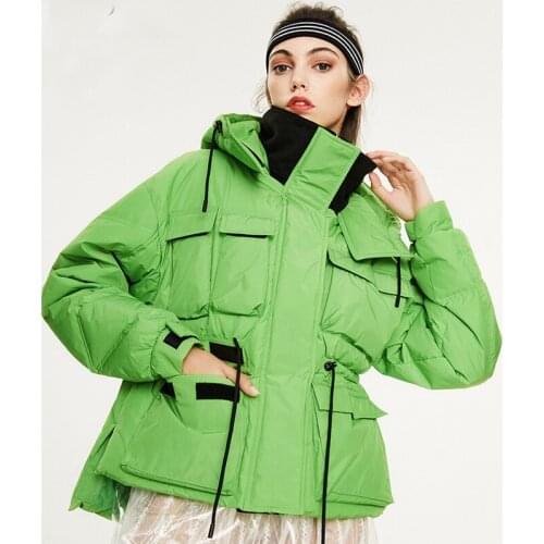 2020 New Winter Stand Collar Hooded White Duck Down Windproof Women Tops Warm Jacket Coat Casaco Feminino