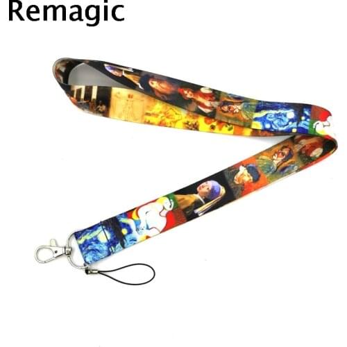 20pcs Famous artist oil painting Lanyard Badge ID Lanyards/ Mobile Phone Rope Key Lanyard Neck Straps Accessories