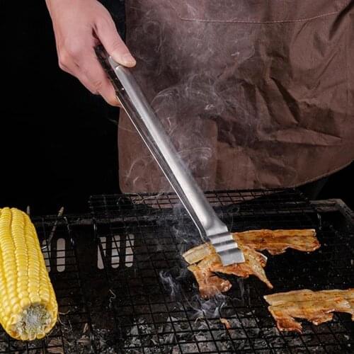 2021 New Long Stainless Steel Kitchen Tongs Utensils Heat Resistant Multifunction Food Tongs for Frying Cooking Serving Barbecue