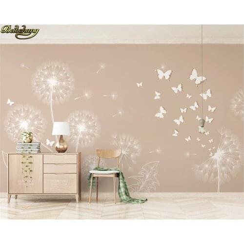 Beibehang 3d wallpaper mural beige dandelion butterfly simple 3d stereo TV background wall wall papers home decor papel de pared