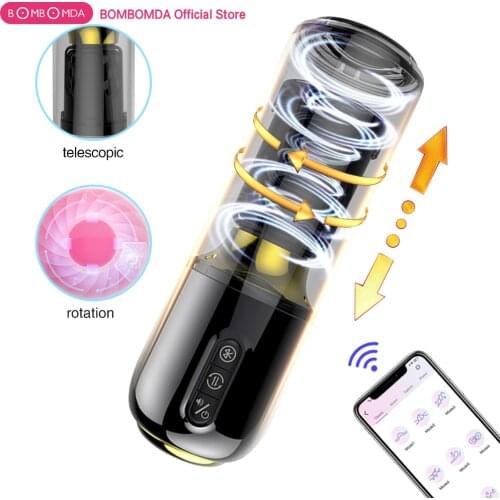Automatic Male Masturbator Cup Telescopic Rotation APP Bluetooth Control Vagina Pocket Pussy Blowjob Vibrating Oral Sex Toys