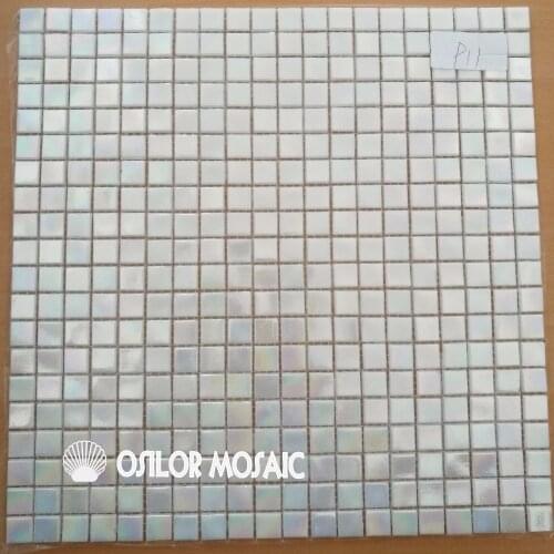 White iridescent color glass mosaic tile for bathroom and kitchen splashback wall tile 4.28square meters/lot