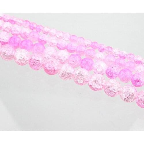 Pink Stone Beads 6/8/10/12 mm Natural Stone Beads Snow Cracked Quartz Crystal Spacer Beads for Jewelry Making Bracelet DIY