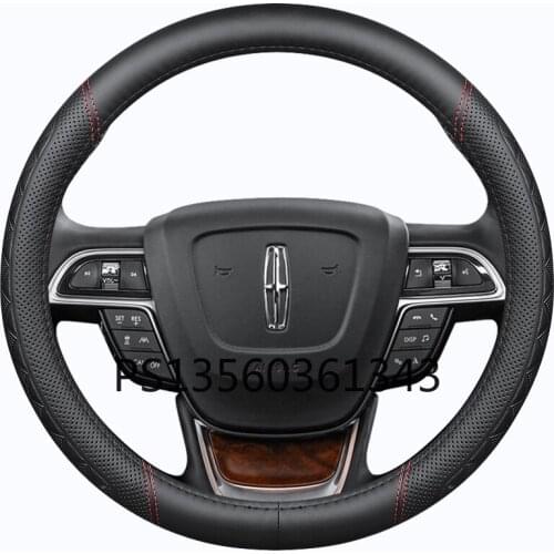 For Lincoln steering wheel cover leather Corsair MKZ MKC Nautilus Navigator MKX Aviator Continental grip cover