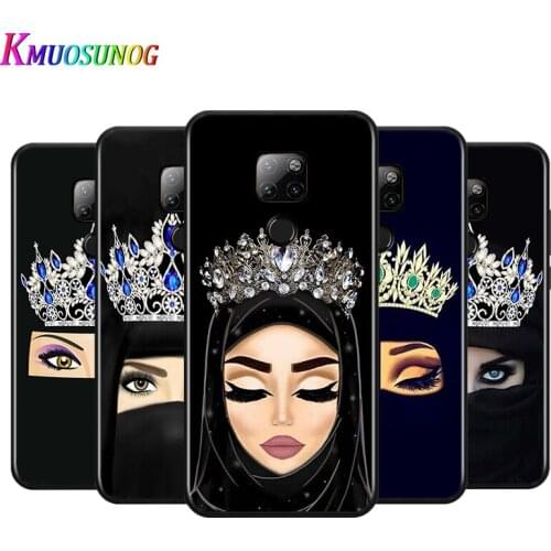 Black Cover Muslim Women Eyes for Huawei Mate 30 10 20 X 5G Lite P Smart Z S Pro Plus 2021 2020 2019 2018 Phone Case