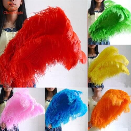 ChengBright 100pcs 26-28 Inch Big Pole White Ostrich Feathers Plumes for Party Home Wedding Decorations plume Ostrich Feather