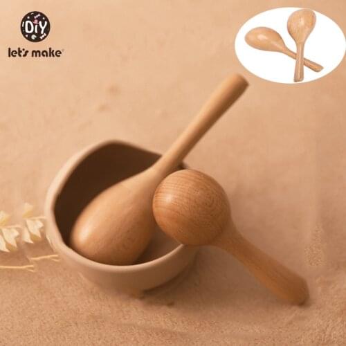 Lets Make Baby Sand Hammer 1PC Beech Wooden Rettle Toys Tap Music Enlightenment Toys Early Education Fun Children Gifts