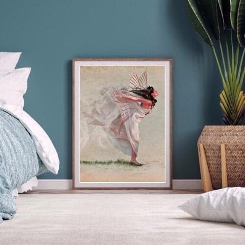 DIY Girl with Wings Graffiti Art Diamond Painting Wall Art Posters Drill Embroidery Cross Stitch Pictures Home Decor JX153
