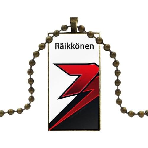Design Fashion Vintage Glass Women Rectangle Necklace Pendants For Women Girls Handmade Kimi Raikkonen 7 Logo Flexibles