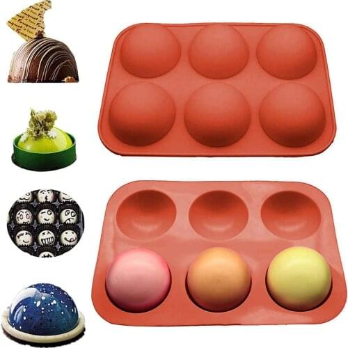 6-cavity Semi Sphere Silicone Mold, Baking Mold For Making Hot Chocolate Bomb, Cake, Jelly, Dome Mousse, Semi Sphere Mold
