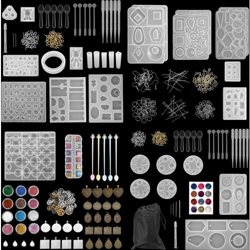 300Pcs Jewelry Silicone Casting Molds Sets Mixed Style UV Epoxy Resin Tools Molds For Diy Jewelry Making Findings Supplies Kits
