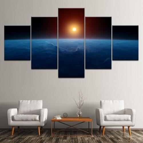 Canvas Painting Thrilling sea with sunset 5 Pieces Wall Art Painting Modular Wallpapers Poster Print for living room Home Decor