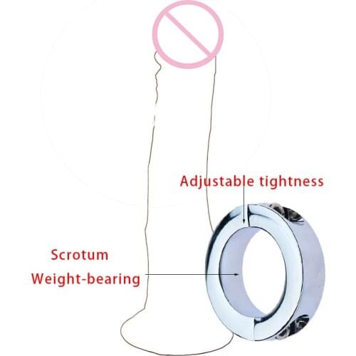 Metal Heavy Cock Ring Bondage Penis Ring Stretcher Delay Lasting Metal Cock Ring Scrotum Restraint Testicular Sex Toys For Men