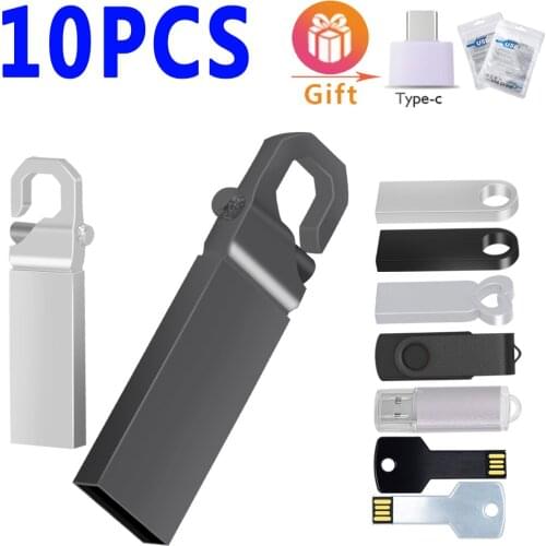 10PCS Wholesale usb 2.0 metal pen drive 8gb 16gb 32gb 64gb 128gb usb flash drive flash usb stick disk on key memory stick usb