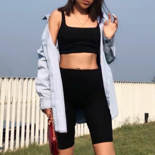 Fashion Soft Viscose Biker Shorts Women Fitness Casual High Waist Summer Slim Knee-Length Black Cycling Leggings Sportwear