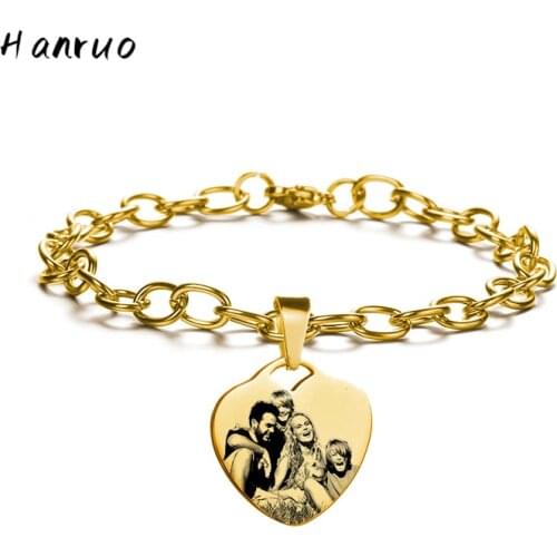 Fashion bracelet custom photo name heart shaped bracelets for women men bracelet stainless steel bracelet charm bracelet jewelry