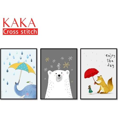 Cross stitch kits,Embroidery needlework sets with printed pattern,11CT-canvas for Home Decor Painting,Cartoon Full NCKC014