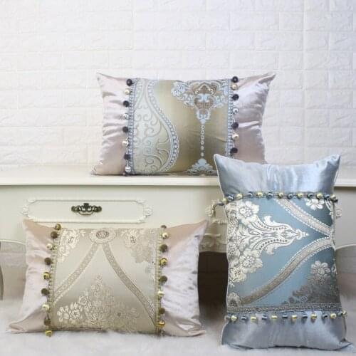 45x30/40x60/50x70cm European style jacquard cushion cover sofa lumbar pillow case fringes waist pillow cover for backrest