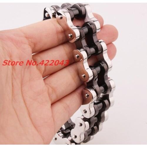 New Arrival 22mm Huge Stainless Steel Silver Black color Mens Biker Bicycle Motorcycle Chain Males Bracelets & Bangles Jewelry
