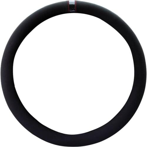 New Car Steering Wheel Cover Suede Short Plush Carbon Fiber Leather Car Rug For 37-38CM/14.5"-15" M Size Hand Bar Protector