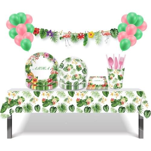 OEIN Tropical Wind Turtle Leaf Tableware Set Hawaii Party Decor Summer Aloha Birthday Party Supplies Jungle Safari Party Decor