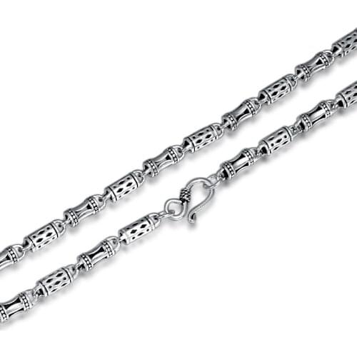 Bocai S925 Sterling Silver Necklace Fashionable Silver Chain Retro Thai Silver Chain Necklace For Men And Women 2020 New